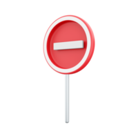 Raster version 3d rendering. Illustration of Prohibited Red Circle Sign. 3D render icon animation No input for vehicle movement. png