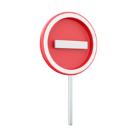 Raster version 3d rendering. Illustration of Prohibited Red Circle Sign. 3D render icon animation No input for vehicle movement. png