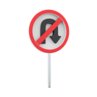 3d render Label No U-turn. 3d rendering Sticker No U-turn cartoon icon. png