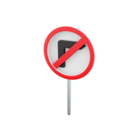 3d rendering Road sign icon, Road rules icon, No right turn. 3D rendering No right turn symbol cartoon icon. png