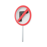 3d rendering Road sign icon, Road rules icon, No right turn. 3D rendering No right turn symbol cartoon icon. png