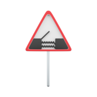 3D render graphic of a uk swing bridge road sign. It consists of a depiction of an open bridge positioned above water contained within a red triangle. png