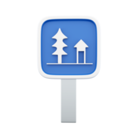road sign - blue, white picnic table and tree, with path png