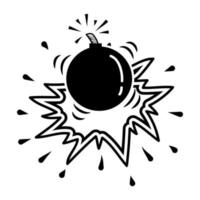 mano dibujado bomba icono. cómic elementos garabatos vector