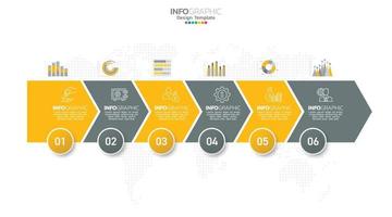 Infographic with 6 steps, options, parts, steps or processes. vector