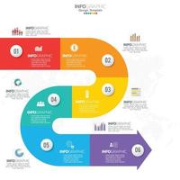 Infographic with 6 steps, options, parts, steps or processes. vector