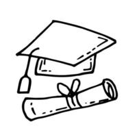 mano dibujado de graduación gorra y diploma . bosquejo icono para infografía, concepto diseño. sitio web o aplicación vector bosquejo icono aislado en blanco antecedentes