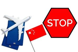 chinese virus, airplane, passport, world map of china flag photo