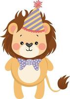 Happy birthday cute lion with hat vector