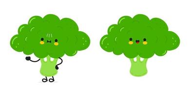 Cute funny broccoli icon. Vector hand drawn cartoon kawaii character illustration icon. Isolated on white background. Broccoli concept