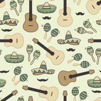 Seamless pattern of Mexican mariachi related things vector