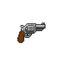 revolver hand gun in pixel art style vector