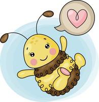 Funny bee with speech bubble and love heart vector