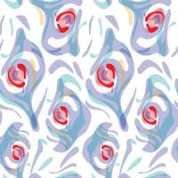 Modern abstract print in colorful streaks. Creative collage with seamless pattern. blue streaks with bright splashes of red and yellow on a white background. Printing abstraction on textiles and paper vector