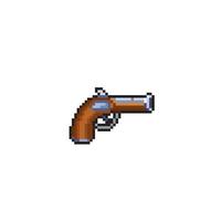 retro handgun in pixel art style vector