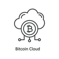 Bitcoin Cloud Vector  outline Icons. Simple stock illustration stock