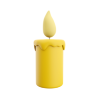 3D rendering of a burning yellow wax candle. Burning yellow candle 3D rendering, icon. png