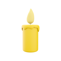 3d representación de un ardiente amarillo cera vela. ardiente amarillo vela 3d representación, icono. png
