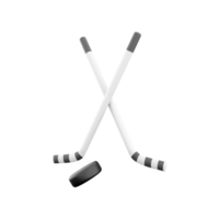 3D rendering 3D rendering illustration of crossed hockey sticks and puck. Winter sports team championship concept. 3D cross hockey sticks and puck icon. png