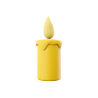 3D rendering of a burning yellow wax candle. Burning yellow candle 3D rendering, icon. png