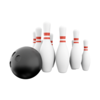 3d render bowling, white skittles. 3d render leisure game. 3d render bowling icon. png