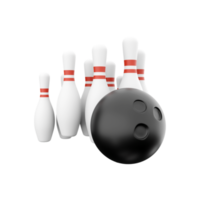 3d render bowling, white skittles. 3d render leisure game. 3d render bowling icon. png