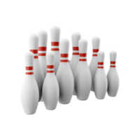 3d render bowling, white skittles. 3d render leisure game. 3d render bowling icon. png