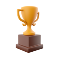 3d renderen van een trofee Aan een wit achtergrond. 3d renderen van een oranje beker. png