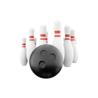 3d render bowling, white skittles. 3d render leisure game. 3d render bowling icon. png