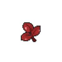 red leaf in pixel art style vector