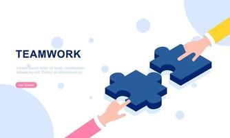 Teamwork concept with hands and puzzle illutration vector