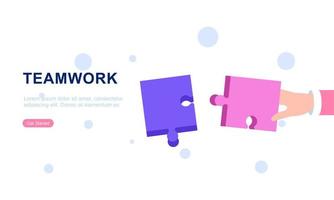 Teamwork concept with hands and puzzle illutration vector