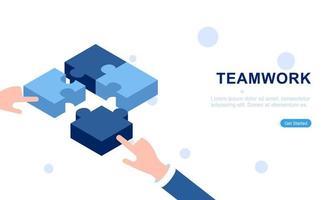 Teamwork concept with hands and puzzle illutration vector