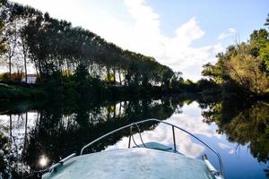 Reflection of trees on the water photo