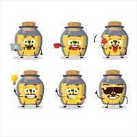 Dangerous potion cartoon character with various types of business emoticons vector