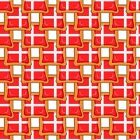 Pattern cookie with flag country Denmark in tasty biscuit vector