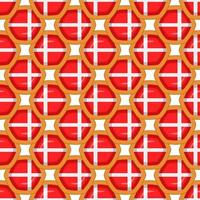 Pattern cookie with flag country Denmark in tasty biscuit vector