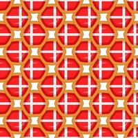 Pattern cookie with flag country Denmark in tasty biscuit vector