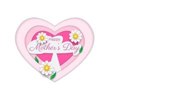 happy mother's day greeting card background with heart shapes paper cut style and flowers vector