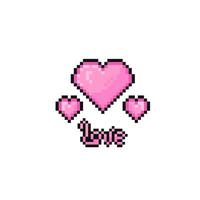 pink three love with text in pixel art style vector