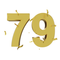 Gold 79 Nummer mit Konfetti png