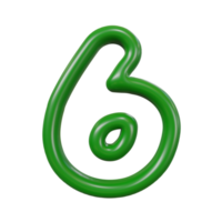 number 6 color glossy outline png