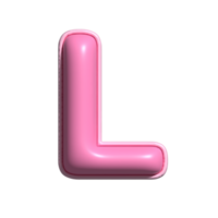 letra l rosado alfabeto lustroso png
