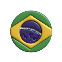 Brasil circular bandeira forma. 3d render png