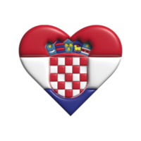 Croacia corazón bandera forma. 3d hacer png