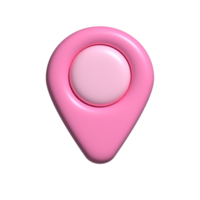 Pin maps icon pink. 3d render png