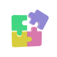 Puzzle business icon. 3d render png