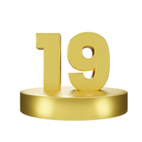 número 19 em a dourado pódio png