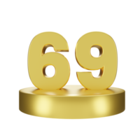 número 69 en el dorado podio png