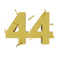 gold 44 number with confetti png